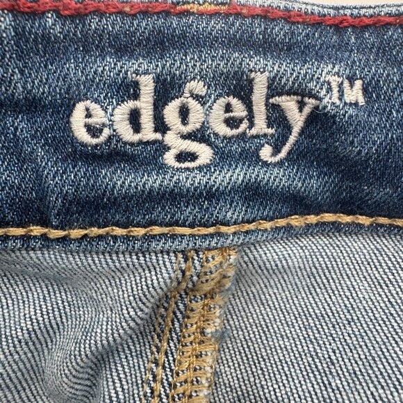 Edgely Bell Bottom Wide Leg Jeans Raw Hem High Rise Flare Size 8 Long - Picture 5 of 8